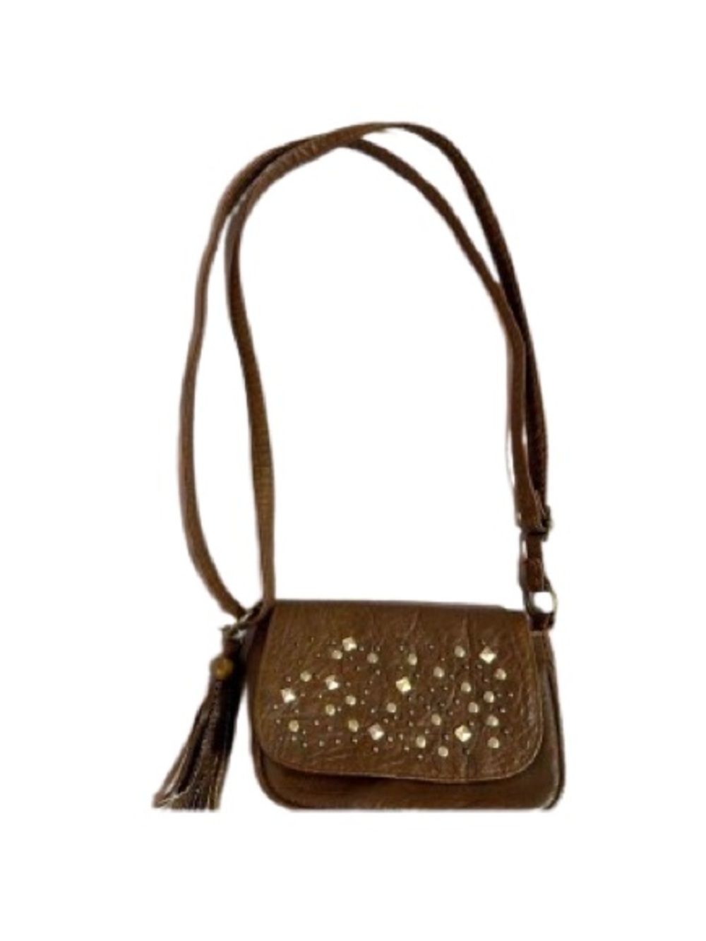Brown and cross body jeweled Gold Bag